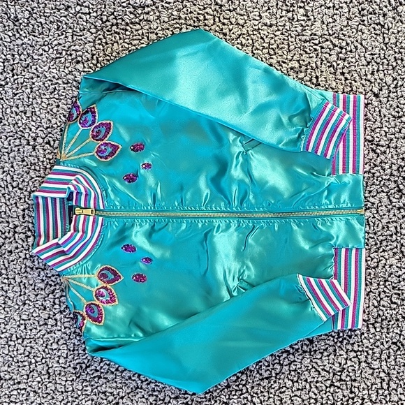 Disney's Aladdin Girls Jacket Teal with Sequins Size 7/8 - Picture 1 of 7